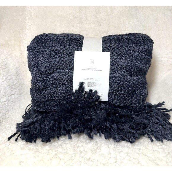 Threshold Studio McGee 60x50" Raised Stripe Chunky Knit Throw Blanket - Black - Picture 7 of 7